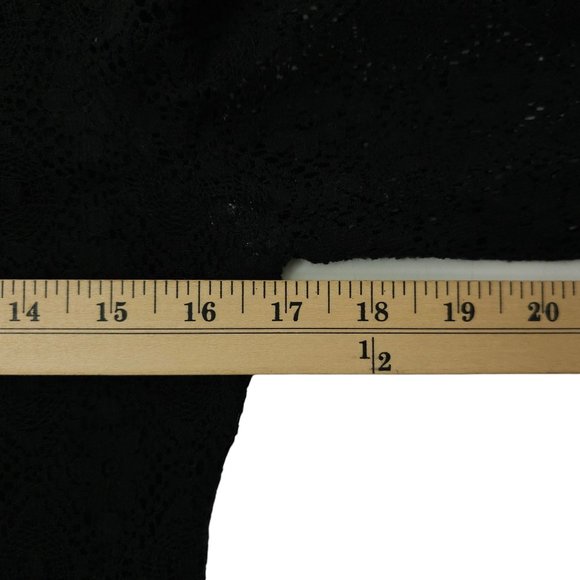 Flying Tomato Aztec Boho Tunic Top Mini Dress Long Bell Sleeve Sz M Black Lace - Picture 3 of 16